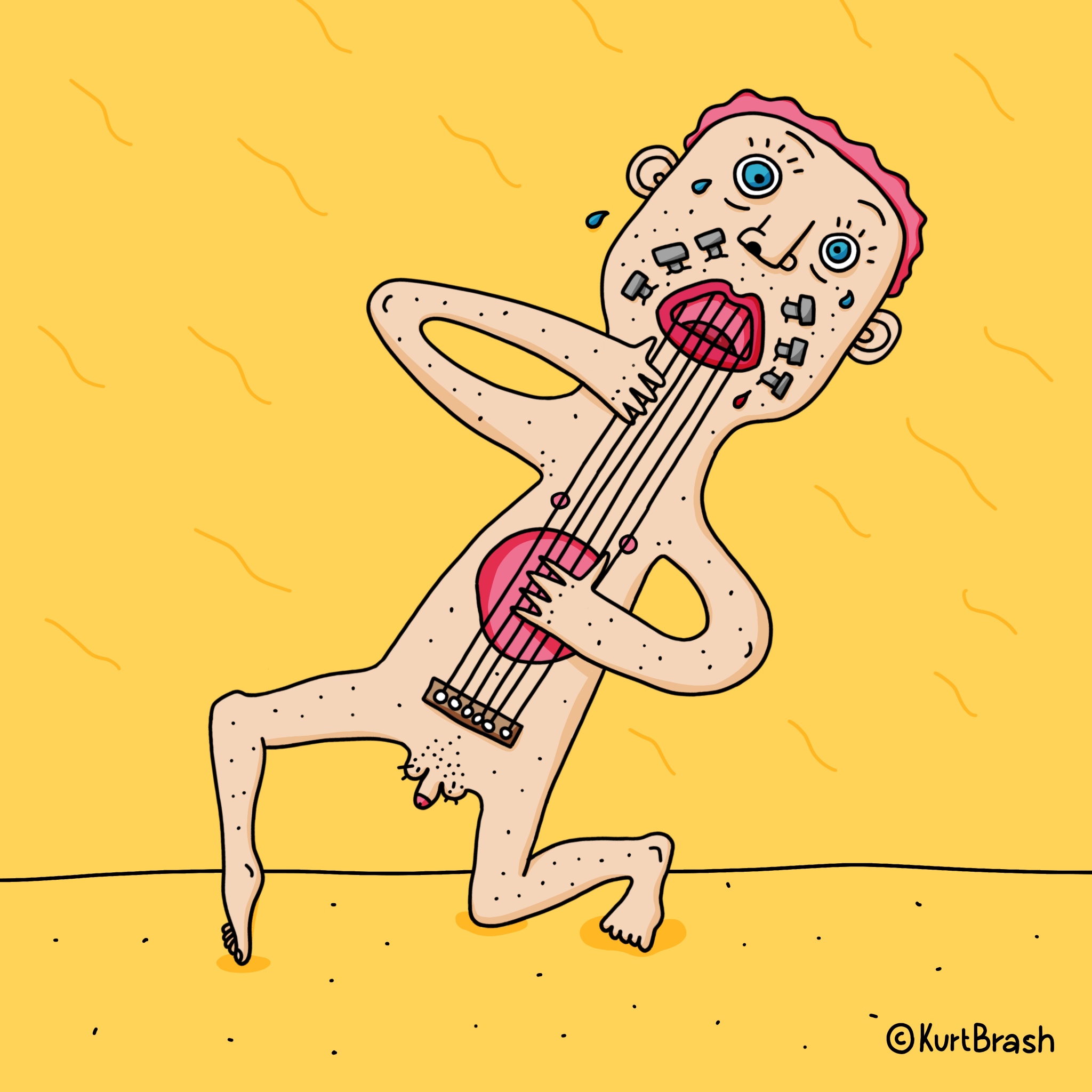 Guy Sings With His Body Guitare